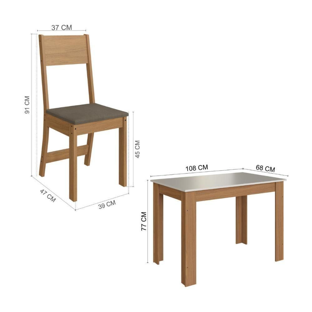 Conjunto Mesa De Jantar 108cm Com 4 Cadeiras Multimóveis CR50204 Cacau Freijó-off White-cacau - 3