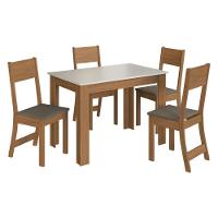 Conjunto Mesa De Jantar 108cm Com 4 Cadeiras Multimóveis CR50204 Cacau Freijó-off White-cacau - 2