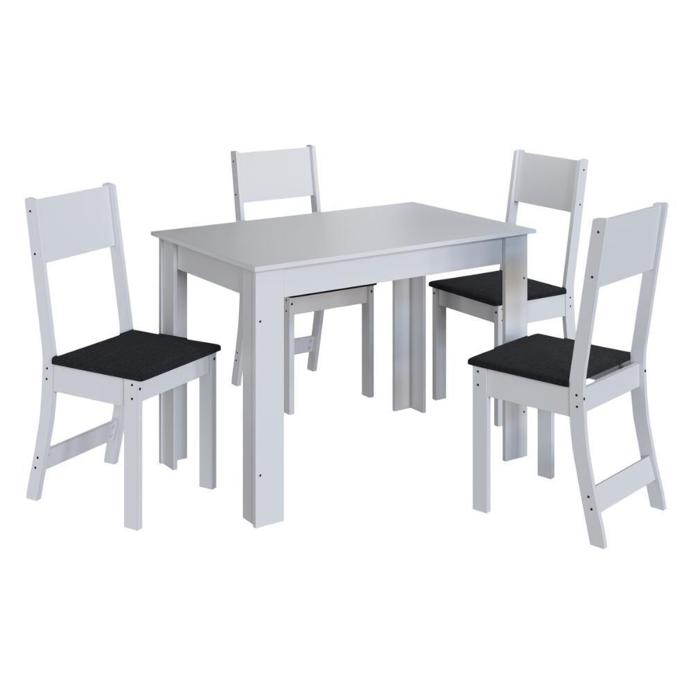 Conjunto Mesa De Jantar 108cm Com 4 Cadeiras Multimóveis CR50204 Branco-preto - 2