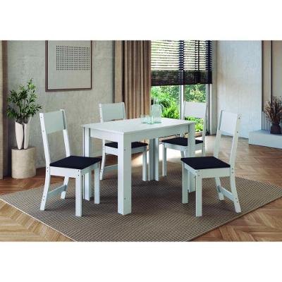 Conjunto Mesa De Jantar 108cm Com 4 Cadeiras Multimóveis CR50204 Branco-preto