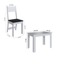Conjunto Mesa De Jantar 108cm Com 4 Cadeiras Multimóveis CR50204 Branco-preto - 3
