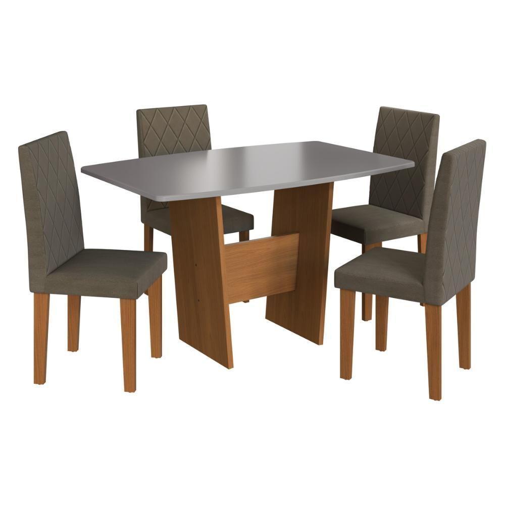 Conjunto Mesa De Jantar 137cm Com 4 Cadeiras Multimóveis CR50210 Freijó-titânio-cacau - 2