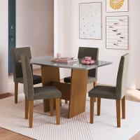 Conjunto Mesa De Jantar 137cm Com 4 Cadeiras Multimóveis CR50210 Freijó-titânio-cacau - 1