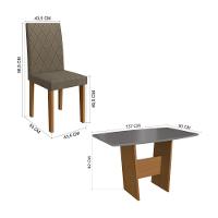 Conjunto Mesa De Jantar 137cm Com 4 Cadeiras Multimóveis CR50210 Freijó-titânio-cacau - 3