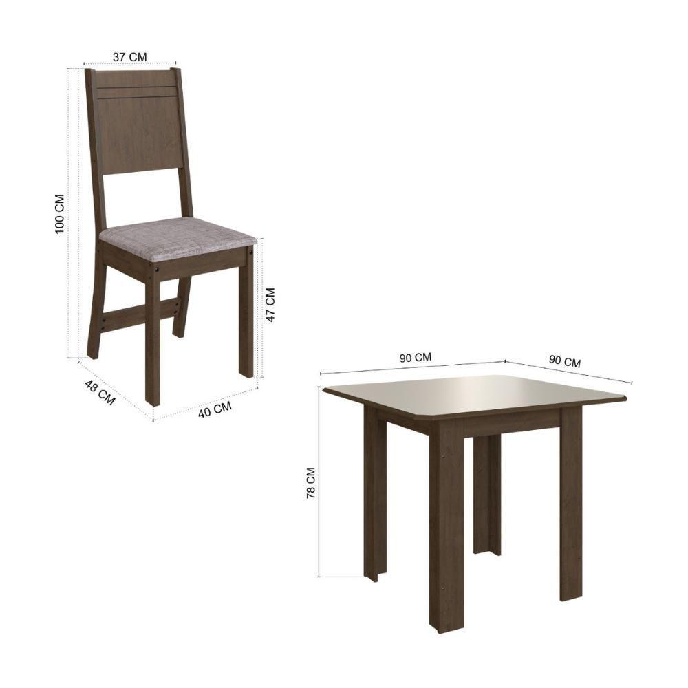 Conjunto Mesa De Jantar 90cm Com 4 Cadeiras Multimóveis CR50205 Noce-off White - 3