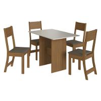 Conjunto Mesa De Jantar 108cm Com 4 Cadeiras Multimóveis CR50203 Cacau Freijó-off White-cacau - 2