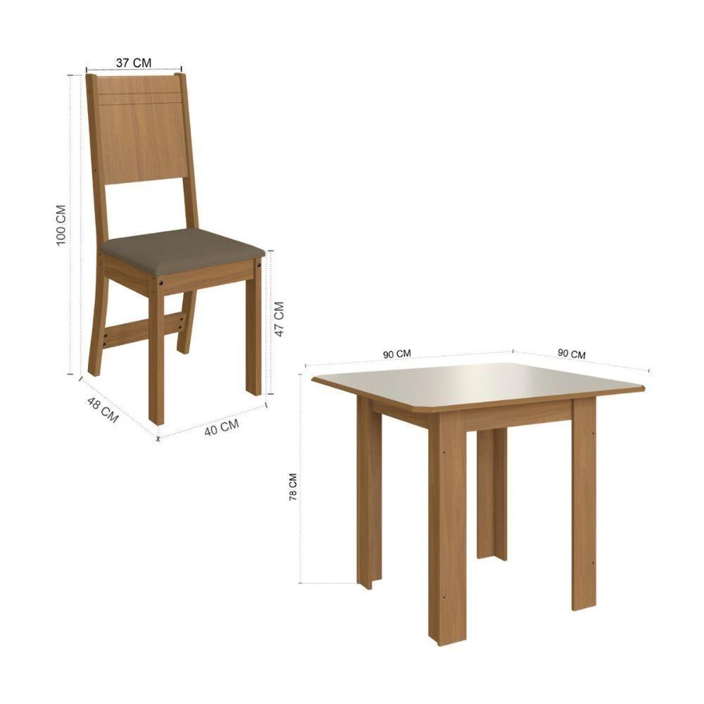 Conjunto Mesa De Jantar 90cm Com 4 Cadeiras Multimóveis CR50205 Cacau Freijó-off White-cacau - 3