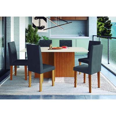 Conjunto Mesa De Jantar 170cm Com 6 Cadeiras Multimóveis CR50209 Freijó-off White-grafite