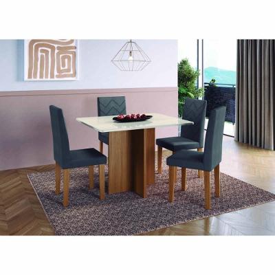 Conjunto Mesa De Jantar 110cm Com 4 Cadeiras Multimóveis CR50208 Freijó-off White-grafite