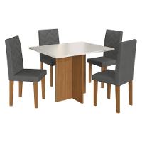 Conjunto Mesa De Jantar 110cm Com 4 Cadeiras Multimóveis CR50208 Freijó-off White-grafite - 2