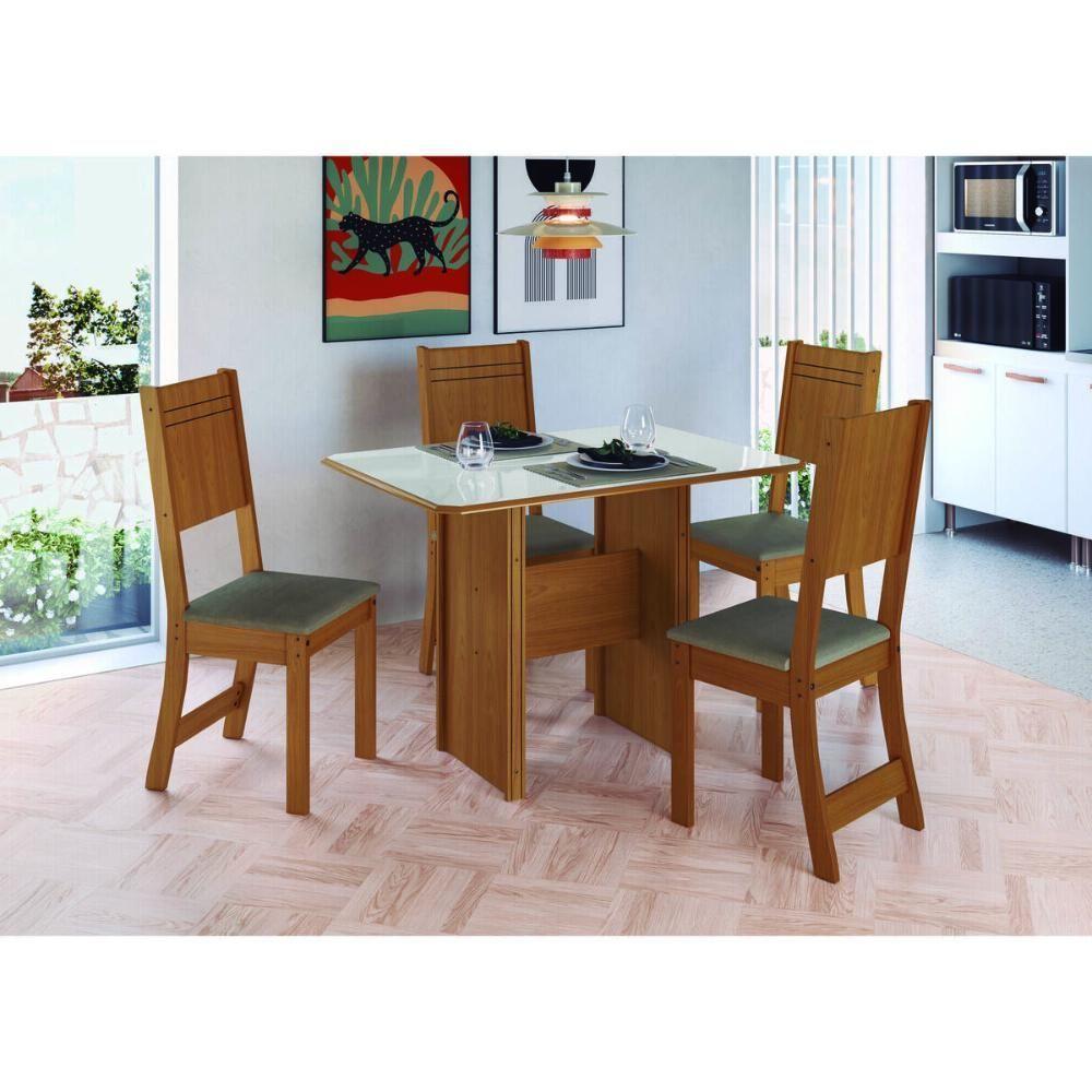 Conjunto Mesa De Jantar 110cm Com 4 Cadeiras Multimóveis CR50206 Cacau Freijó-off White-cacau - 1