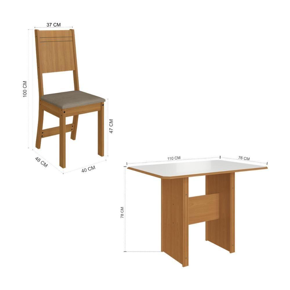 Conjunto Mesa De Jantar 110cm Com 4 Cadeiras Multimóveis CR50206 Cacau Freijó-off White-cacau - 3