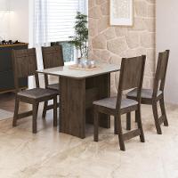 Conjunto Mesa De Jantar 110cm Com 4 Cadeiras Multimóveis CR50206 Noce-off White - 1