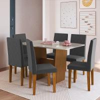 Conjunto Mesa De Jantar 137cm Com 6 Cadeiras Multimóveis CR50211 Freijó-off White-grafite - 1