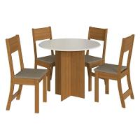 Conjunto Mesa De Jantar Redonda 90cm Com 4 Cadeiras Multimóveis CR50202 Cacau Freijó-off White-cacau - 2