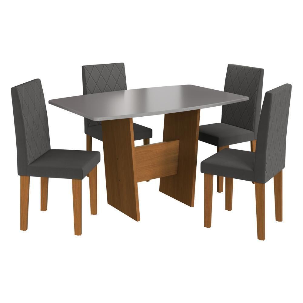 Conjunto Mesa De Jantar 137cm Com 4 Cadeiras Multimóveis CR50210 Freijó-titânio-grafite - 2