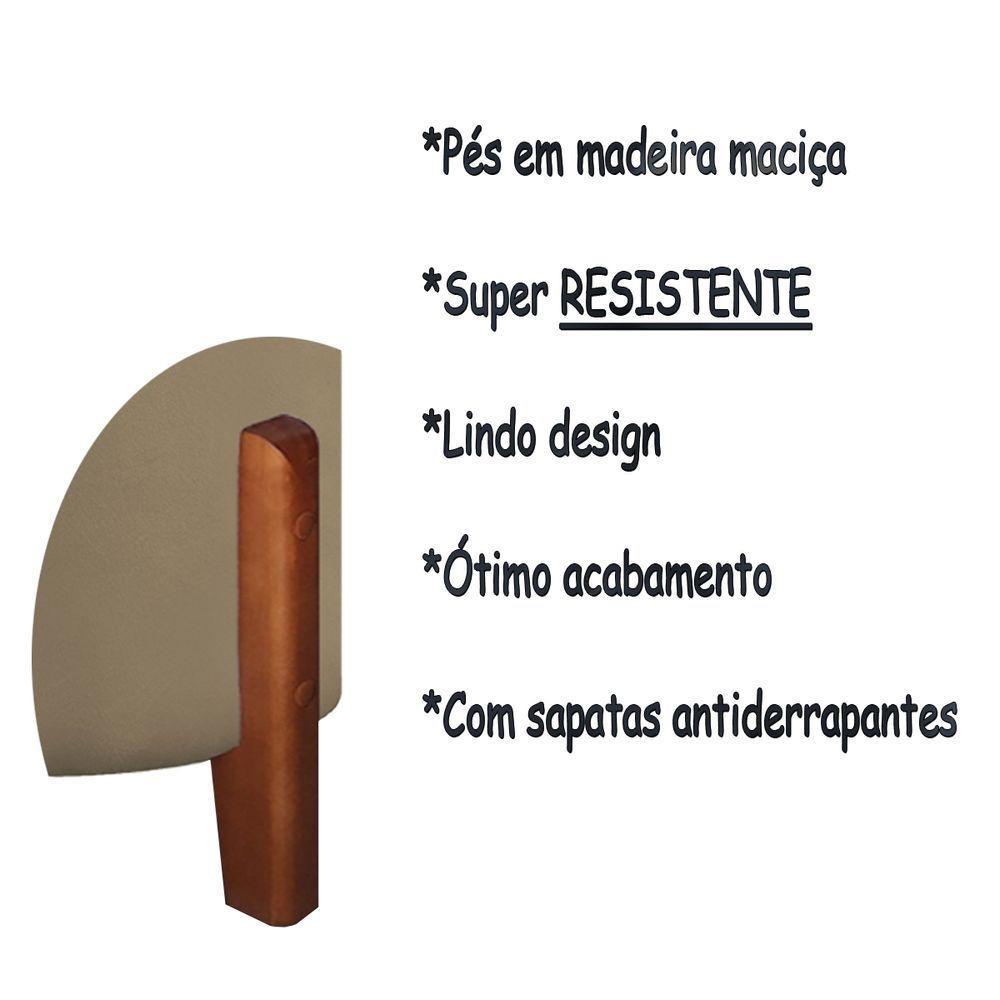 2 Puff Decorativo Luna Redondo Tecido Linho Pé De Madeira Cinza - 6