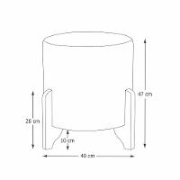 2 Puff Principe Thor Redondo Pés De Madeira Tecido Veludo Cinza - 2