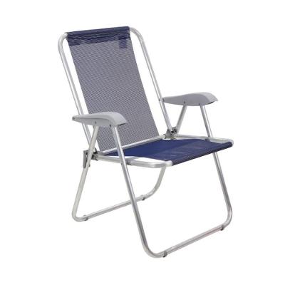 Cadeira De Praia Creta Master Camping Alumínio Tramontina Azul Marinho