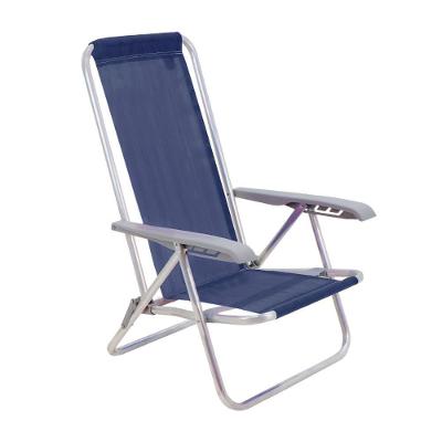 Cadeira De Praia Camping Reclinável Alumínio Bali Tramontina Azul Sólido