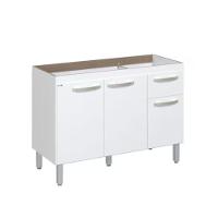 Conjunto Balcão De Cozinha Com Pia Mármore Sintético 2 Porta Branco - 7