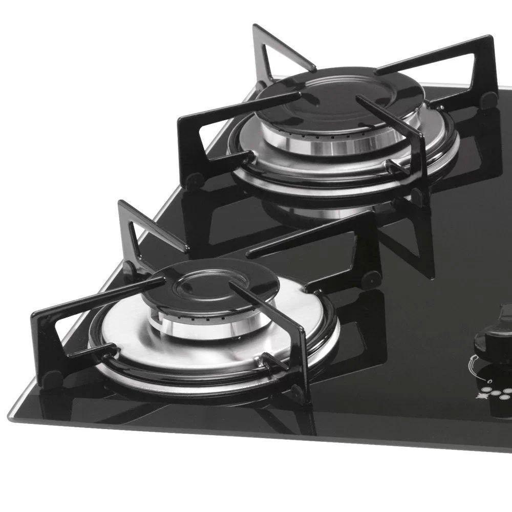 Cooktop a Gás 5 Bocas Tripla Vidro Fischer Preto Bivolt - 4
