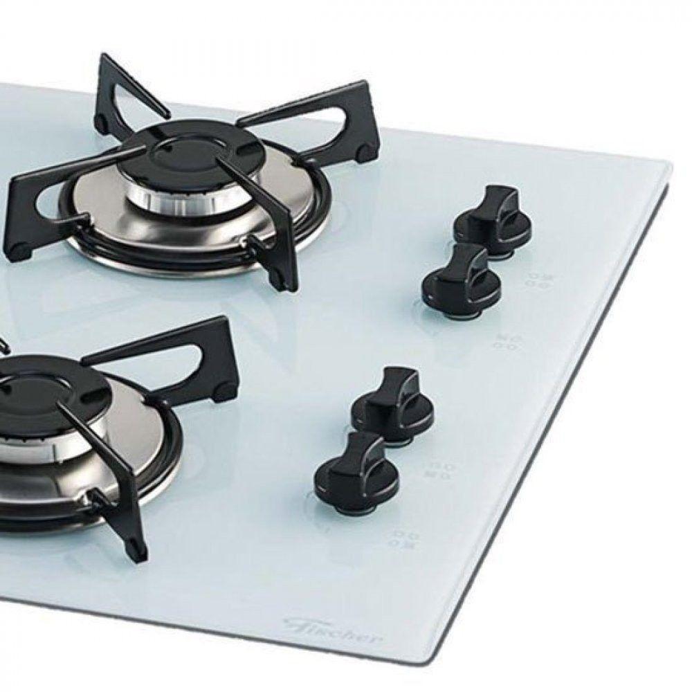 Cooktop Gás 4 Bocas Mesa Vidro Fischer Branco Bivolt - 5
