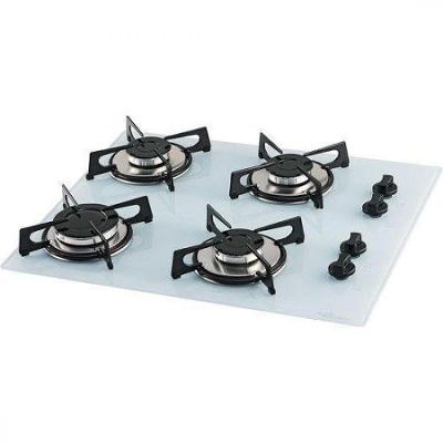 Cooktop a Gás Fischer 4 Bocas Mesa Vidro Temperado Acendimento Automático Branco Bivolt