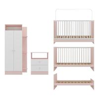Jogo De Quarto Infantil Com Colchão Incluso Trevalla Móveis Pom Pom - Rosa-branco Rosa-branco - 7