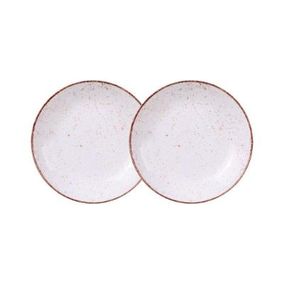 Jogo De Pratos Fundo 2 Peças Rústico 22 Cm Porcelana Decorada Tramontina