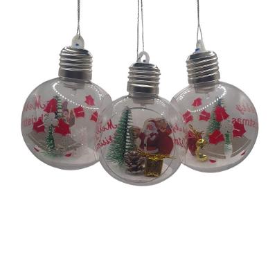 Kit 3 Bolas Decorativa Enfeite Pendurar árvore De Natal Iluminada Com Led E Miniaturas Internas