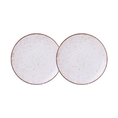 Jogo De Pratos Rasos 2 Peças Rústico 25 Cm Porcelana Decorada Tramontina