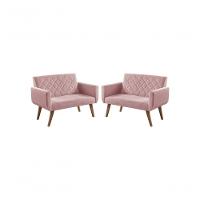 Kit 2 Poltronas 2 Lugares Anabelle Unidecor Rosa - 3