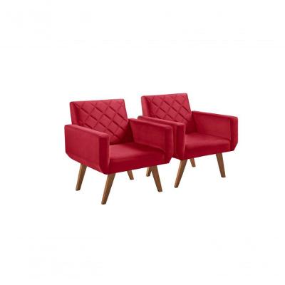 Kit 2 Poltronas Anabelle Giratória Suede Vermelho Unidecor