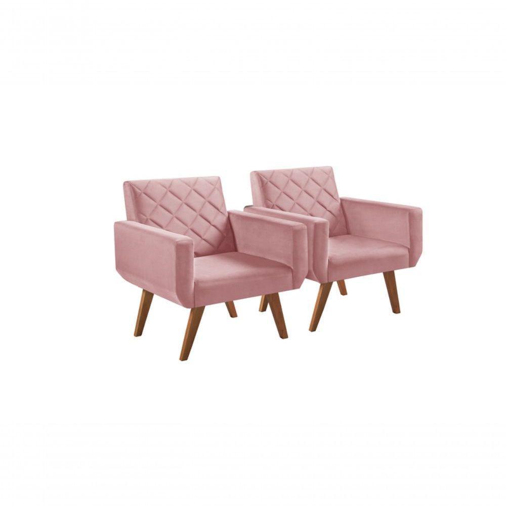 Kit 2 Poltronas 1 Lugar Anabelle Unidecor Rosa - 1
