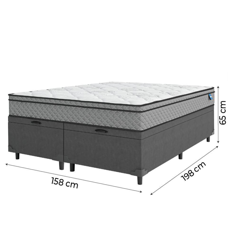 Cama Box Baú Casal Queen Colchão Molas Ensacadas 158x198x65cm Cinza/branco Umaflex - Suporta 120kg - 5