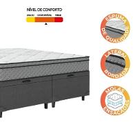 Cama Box Baú Casal Queen Colchão Molas Ensacadas 158x198x65cm Cinza/branco Umaflex - Suporta 120kg - 3