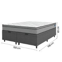Cama Box Baú Casal Queen Colchão Molas Ensacadas 158x198x65cm Cinza/branco Umaflex - Suporta 120kg - 5
