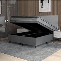 Cama Box Baú Casal Queen Colchão Molas Ensacadas 158x198x65cm Cinza/branco Umaflex - Suporta 120kg - 6