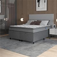 Cama Box Baú Casal Queen Colchão Molas Ensacadas 158x198x65cm Cinza/branco Umaflex - Suporta 120kg - 7