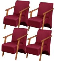 Kit 4 Poltronas Venus 1 Lugar Braço Madeira Maciça Tecido Suede Unidecor Bordô - 1