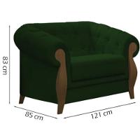 Poltrona Delacroix Com Pés Em Madeira Tingida - Élpis Móveis Verde - 2