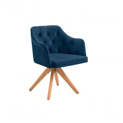 Poltrona Decorativa 1 Lugar Zara Pe Madeira Unidecor Azul Bic