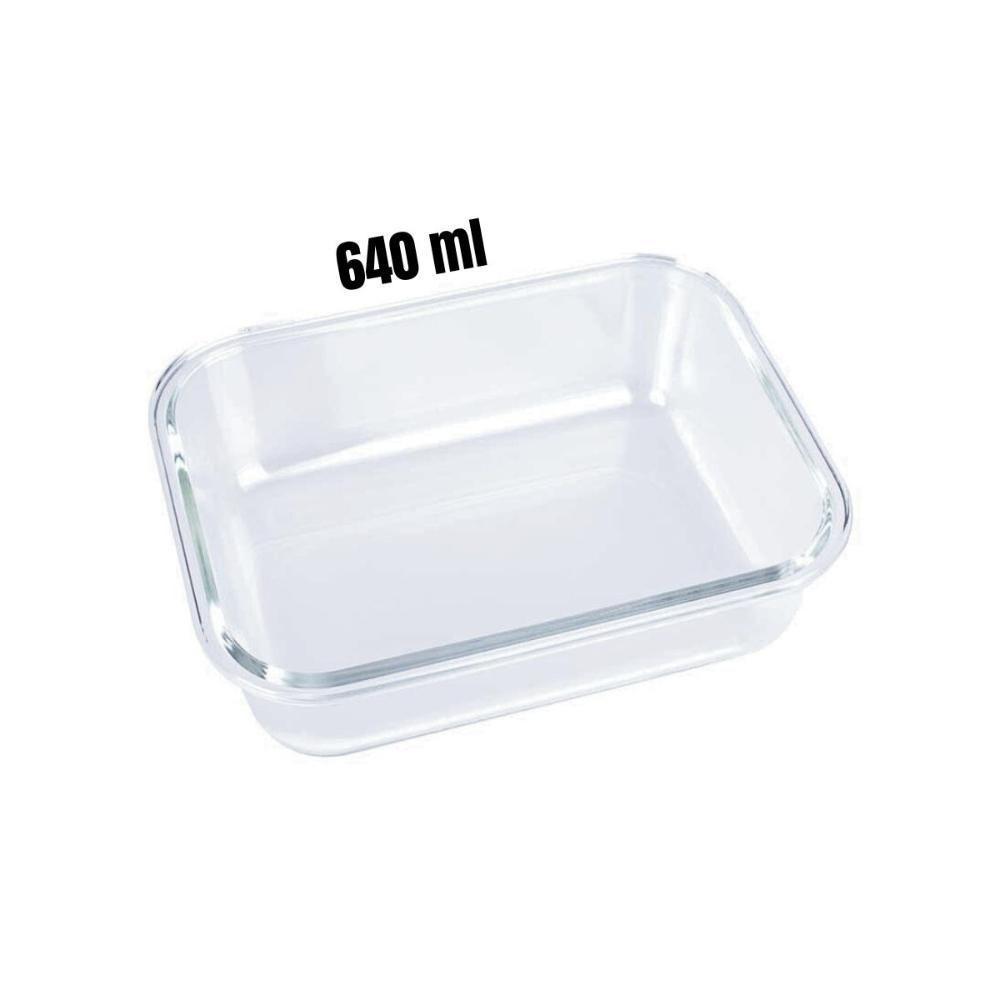 Kit 6 Potes Hermético Marmita De Vidro Retangular 640ml Mor - 7