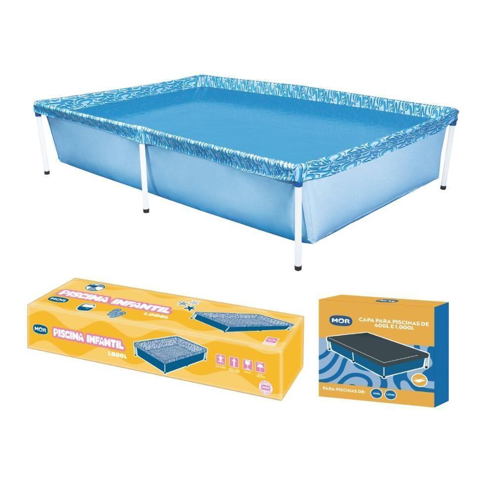 Piscina Infantil Retangular 1000 Litros Com Capa Mor - 1