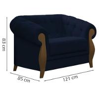 Poltrona Delacroix Com Pés Em Madeira Tingida - Élpis Móveis Azul - 2