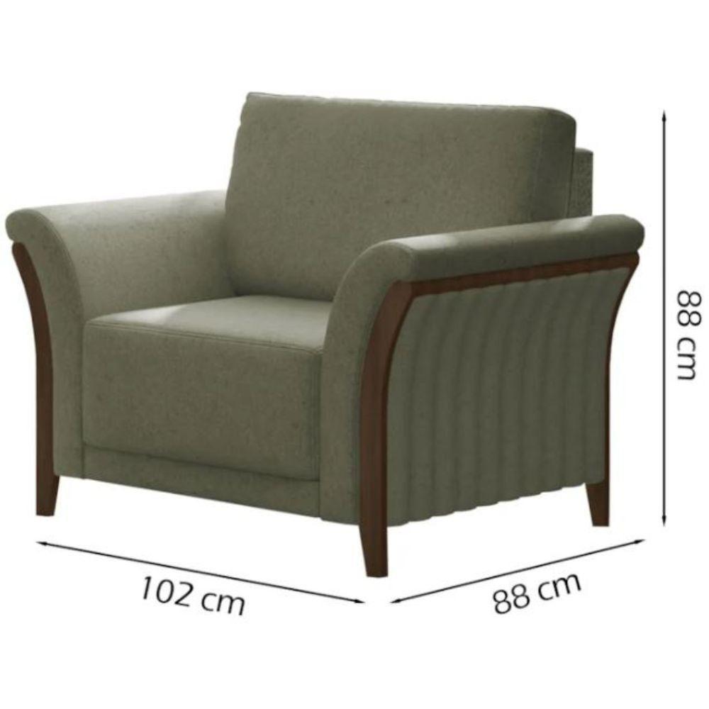 Poltrona Celeste Pés E Braços Em Madeira Tingida - Élpis Móveis Cinza - 2