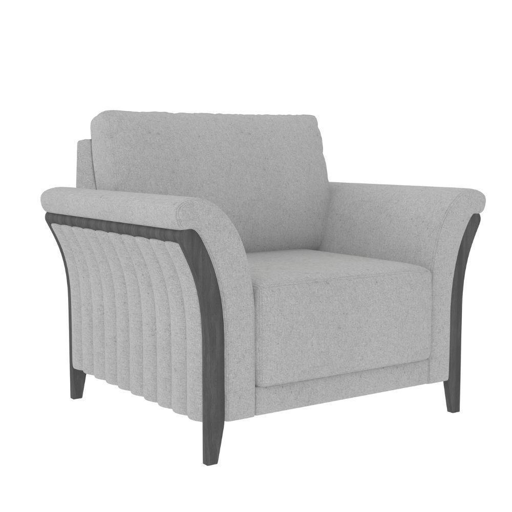 Poltrona Celeste Pés E Braços Em Madeira Tingida - Élpis Móveis Cinza - 6