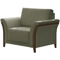 Poltrona Celeste Pés E Braços Em Madeira Tingida - Élpis Móveis Cinza - 5