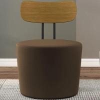 Poltrona Redonda Moncler Com Encosto De Madeira - Élpis Móveis Marrom - 1